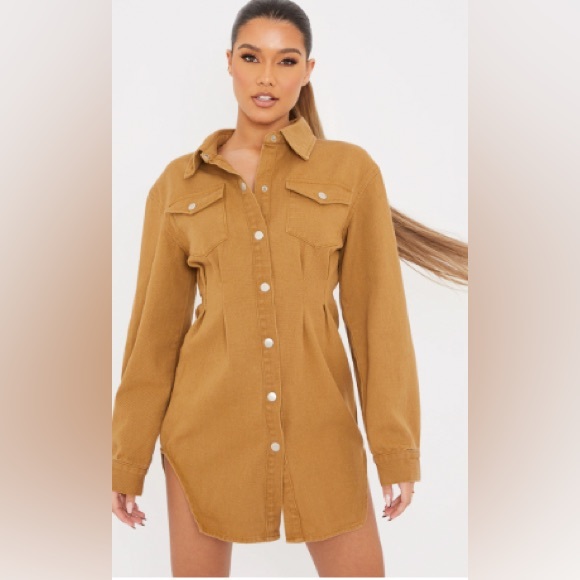 Denim dress with cinched waist - Picture 1 of 1